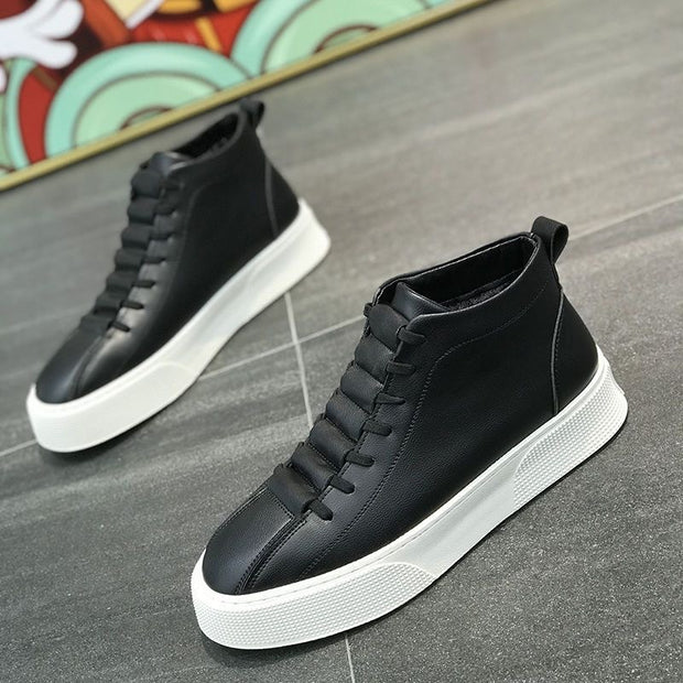 Male Leather High-top Platform Casual Shoes